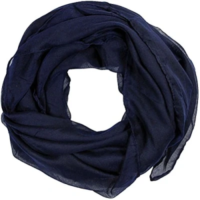 Image of Women scarves plain lightweight all seasons shawl (Navy)