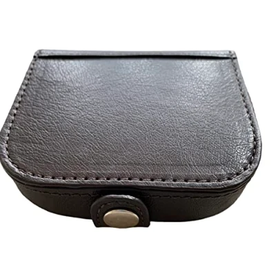 Image of Lorenz Goat Nappa Leather Square Tray Purse with Note Section Dark Brown