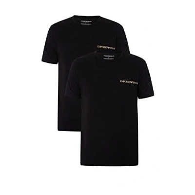 Image of Emporio Armani Men&#039;s 2 Pack Crew Neck T Shirt core Logo Band, Black/Black, L