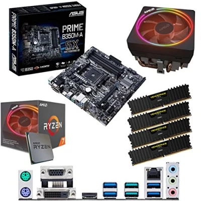 Image of Components4All AMD Ryzen 7 2700X 3.7GHz (Turbo 4.3GHz) Eight Core Sixteen Thread CPU, ASUS Prime B350M A Motherboard &amp; 32GB 3200MHz Corsair DDR4 RAM Pre Built Bundle