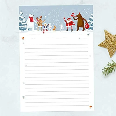 Image of Premium Christmas Wish List Notelet Letter Writing Set Pack of 20. Thank You Notes for Friends Family Mum Dad Kids Sister Brother Cards Xmas Gift Present Made in UK (3163)