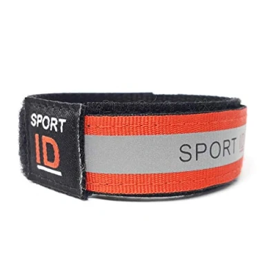 Image of Sports ID Wristband, Reflective Identity Bracelet for Runner or Cyclist, Store ID, Emergency Contact Information, Medical Cont (Bright Red)