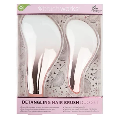 Image of Brushworks Detangling Hair Brush Duo Set One Size,Pink