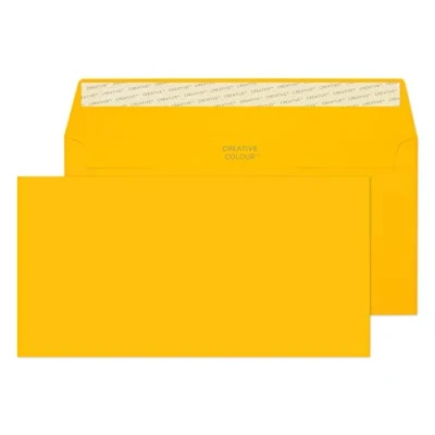 Image of Blake Creative Colour DL+ 114 x 229 mm 120 gsm Peel &amp; Seal Wallet Envelopes (204) Egg Yellow Pack of 500