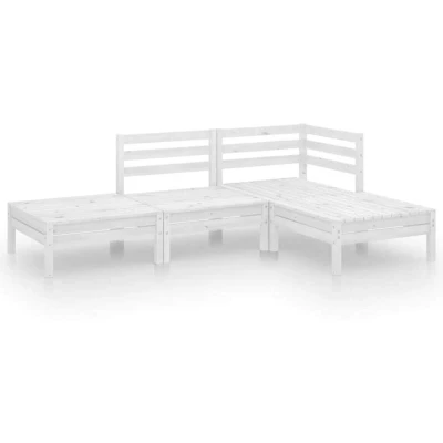 Image of vidaXL 4 Piece Garden Lounge Set White Solid Wood Pine