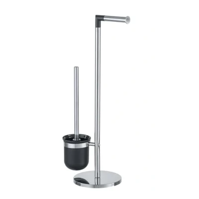 Image of WENKO 21836100 Free standing toilet brush Parus Stainless steel, 25.5 x 57 16.5 cm, Shiny