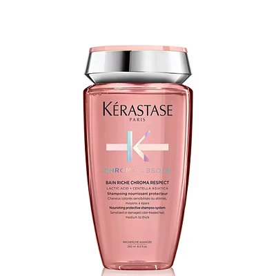 Image of Kérastase Chroma Absolu, Nourishing &amp; Protecting Shampoo, For Sensitised or Damaged Color Treated Hair, Medium To Thick, With Alpha Hydroxylated Acid (AHA), Bain Riche Respect, 250ml