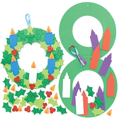 Image of Baker Ross FE916 Advent Candle Wreath Kits Pack of 3, Ring to Decorate and Display, Make Your Own Decorations, Ideal Kids Arts Crafts Project