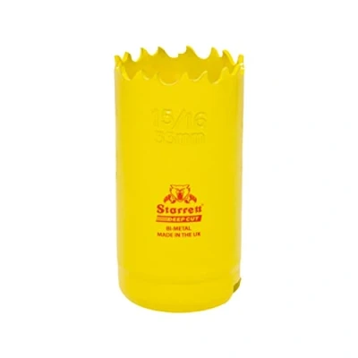 Image of Starrett Deep Cut Hole Saw DCH0156 Heavy Duty Bi Metal with Extra Cobalt HSS Teeth For Metals Wood Cast Iron Fibreglass Plastic Materials 33mm