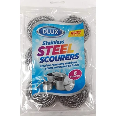 Image of DLux Stainless Steel Scourers Pack of 6 or 12 (6)