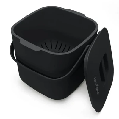 Image of YourCasa Organic Kitchen Waste Bin 7 L Compost for Everyday Container Dishwasher Safe Odour Proof Removable Strainer Small with Lid Bucket