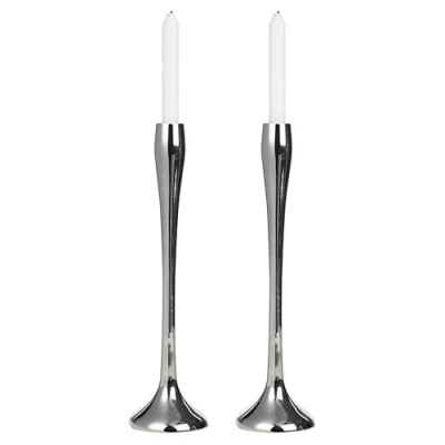 Image of URBNLIVING 26/31cm Tall Metal Candle Taper Stand Holder Candlesticks Set for Candlelight Dinner Table Centrepiece Mantel Wedding Decorative Decor Christmas Party Housewarming Gift (2x Silver small)