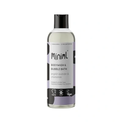 Image of Miniml Natural English Lavender &amp; Chamomile Body Wash Bubble Bath For all skin types Hypoallergenic Dermatologically Tested Sulphate Paraben Free, Vegan Cruelty Free 500ml Bottle