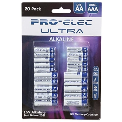 Image of PRO ELEC PSG91246 Ultra Alkaline AA/AAA Batteries 10+10 Pack