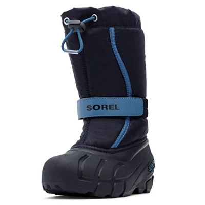 Image of Sorel KIDS FLURRY Waterproof Unisex Baby Snow Boots, Blue (Collegiate Navy x Atmosphere) Children, 7 UK