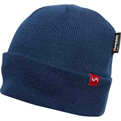 Image of Traega Standard or Thinsulate Lined Beanie Style Hat High Visibility Cold Winter Warm Comfortable Breathable (Thinsulate Navy Blue)