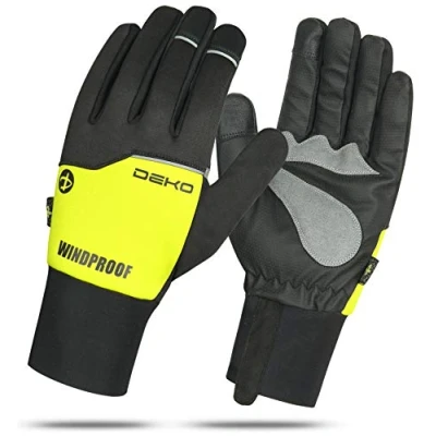 Image of DEKO Full Finger Winter Cycling Gloves (Yellow, Medium)