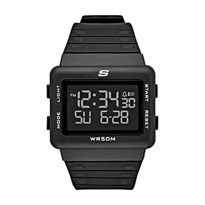 Image of Skechers Watch For Men, Digital Movement With Silicone, Polyurethene, Leather Or Stainless Steel Strap, Matt black, 44MM