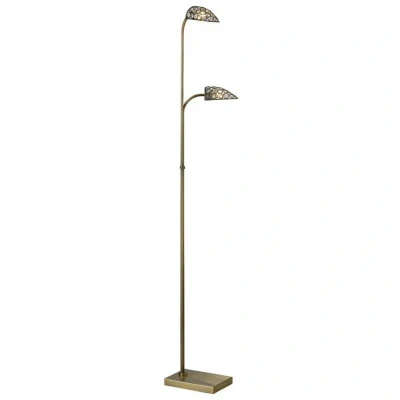 Image of Ashton Floor Lamp 2 Light Antique Brass, Crystal