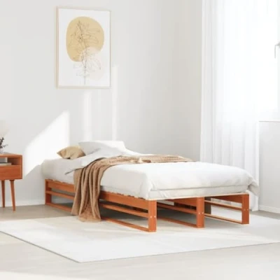 Image of vidaXL Bed Frame without Mattress Wax Brown 90x200 cm Solid Wood Pine