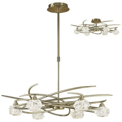 Image of Maremagnum Telescopic Semi Flush Convertible 6 Light G9, Antique Brass