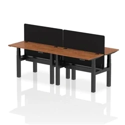 Image of Air B2B 1200x600mm Adjustable 4P Bench Desk CP Walnut/Black + Screen