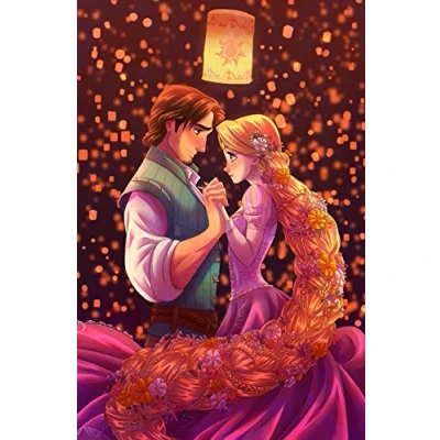 Image of HL Lospeces Diamond Art Kits for Adults and Kids, Full Drill Round Rhinestone Paint with Diamonds, Rapunzel Painting Dotz (12X16 Inch)