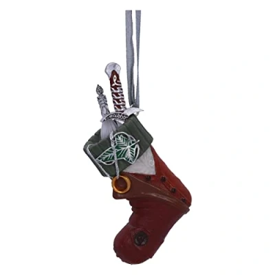 Image of Nemesis Now Lord of the Rings Frodo Stocking Hanging Ornament 8.6cm, Resin, Officially Licensed Ornament, Cast in Finest Hand Painted