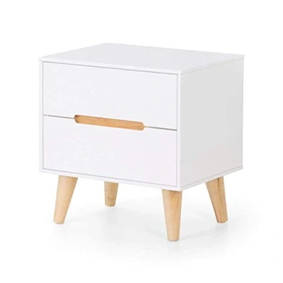 Image of Julian Bowen Alicia 2 Drawer Bedside, Wood, White, One Size