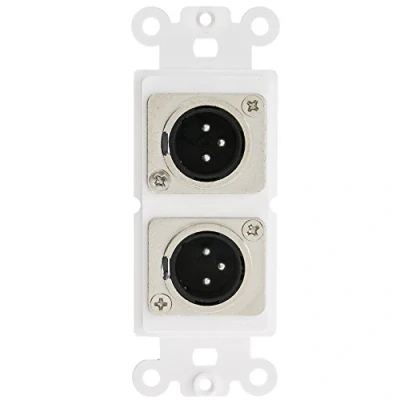Image of ACL Decora Dual XLR Male to Solder Type Wall Plate Insert, White