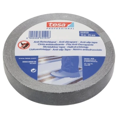 Image of tesa UK Anti Slip Tape Non Adhesive for Indoor and Outdoor Use Stairs, Ladders Smooth Floors Black 15 m x 25 mm