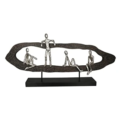 Image of Casablanca modernes Design Sculpture, Aluminium Wood, Black, Silver, Höhe 35 cm