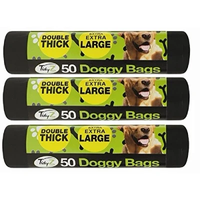 Image of 150 Extra Strong TidyZ Black Doggy Waste Bags With Tie Handle 32cm x 38cm