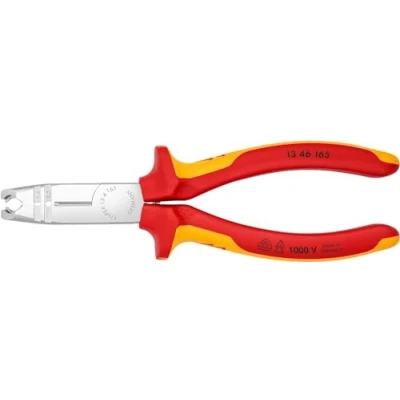 Image of Knipex Stripping Pliers chrome plated, insulated with multi component grips, VDE tested 165 mm 13 46