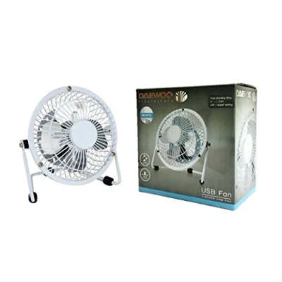 Image of Daewoo White 4&quot; Mini USB Fan Home Office Laptop Desktop Cooling Aluminum Blades Desk