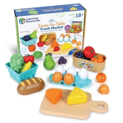 Image of Learning Resources New Sprouts Farm to Table Fresh Market, Ages 18 months+, Toys for 2 Year Old Boy or Girl, Play Food, 27 Pieces