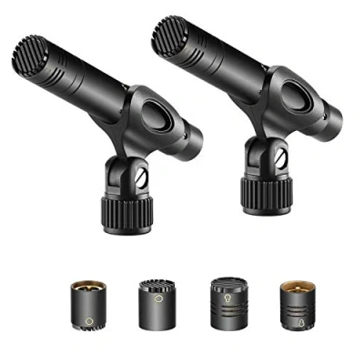Image of Neewer 2 Pack Pencil Stick Condenser Mic with Interchangeable Omni Cardioid and Super Capsules Foam Windscreens Clip Carrying Case for Acoustic Woodwind Instruments
