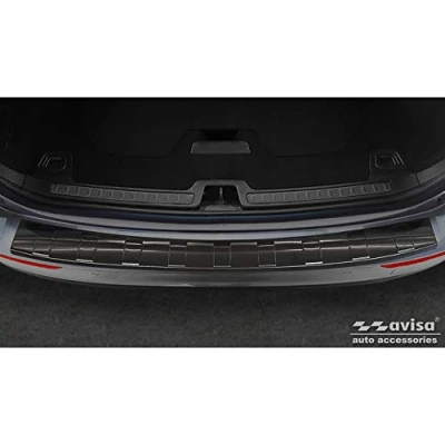 Image of Avisa Black Stainless Steel Rear bumper protector compatible with Volvo V60 II 2018 incl. Cross Country &amp; R Design