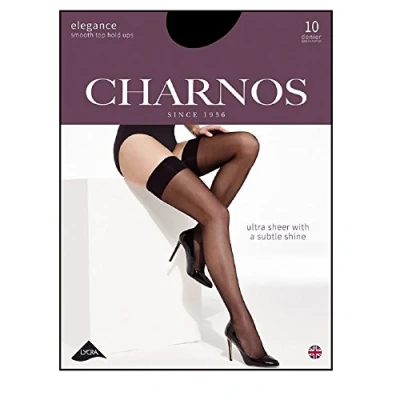 Image of Ladies 1 Pair Charnos 10 Denier Elegance Sheer Hold Ups In 3 Colours Large Natural Tan