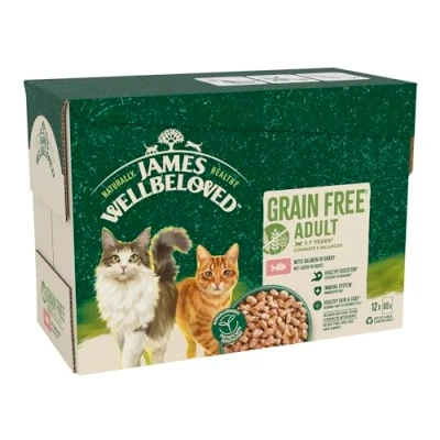 Image of James Wellbeloved Grain Free Adult Dog Food with Salmon in Gravy Pouch 12 x 90 g