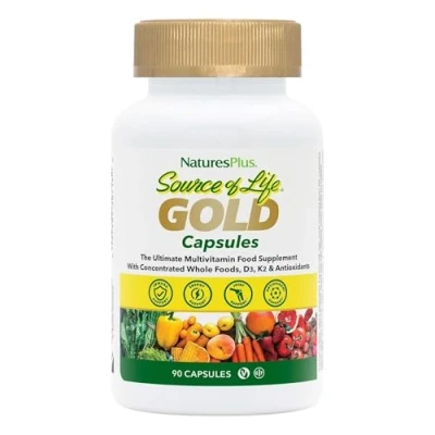 Image of NaturesPlus Source of Life Gold Capsules Complete Whole Food Multivitamin, Energy Booster, Immune Support Gluten Free, Vegan 90
