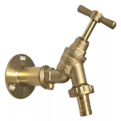 Image of TC Outside Garden Hose Union Check Valve Bib Tap 1/2&quot; Brass Wall Plate Flange Boss
