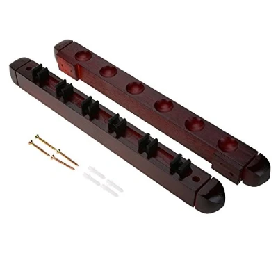 Image of Tbest Snooker Pool Cue Rack Holder,6 Billiard Wooden Wall Mounted Stick Holder