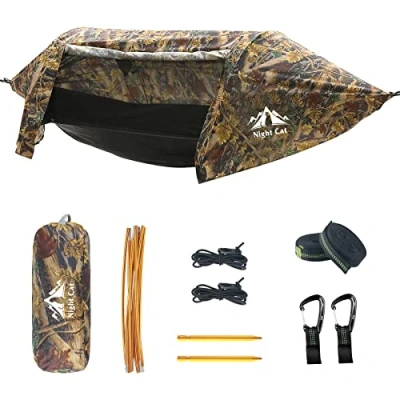 Image of Night Cat Hammock Tent with Mosquito Net Waterproof Rainfly for 1 Person Hiking Camping in Garden Backyard Wild