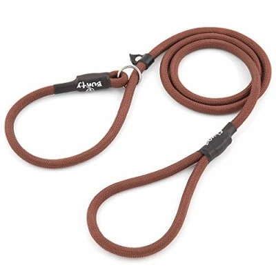 Image of Bunty Rope Slip Lead for Dogs, Extra Large Anti Pull Dog Lead, One Size Fits All, Durable Woven Nylon Ideal All Dogs No Training Aid Collar Needed XL 120cm Brown