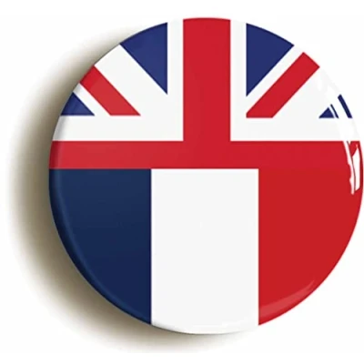 Image of Ozorath BRITAIN FRANCE BRITISH FRENCH SPLIT FLAG BADGE BUTTON PIN (Size is 2inch/50mm diameter)