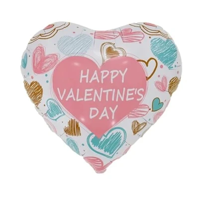 Image of White Hearts Valentines Day Heart Foil Balloon, 45cm (2 pack)