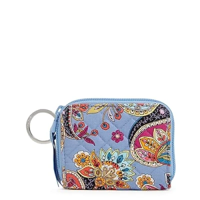 Image of Vera Bradley Women&#039;s Cotton Petite Zip Around Wallet with RFID Protection, Provence Paisley, One Size
