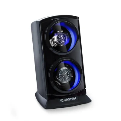 Image of KLARSTEIN St. Gallen Premium Automatic Watch Winder, Rotator, Winders, Holder, Case, Capacity: 2 x Watches, 4 Speeds, Right Left Running, Black/Black
