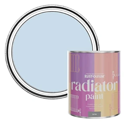 Image of Rust Oleum Blue Heat Resistant Radiator Paint in Satin Finish Sky 750ml